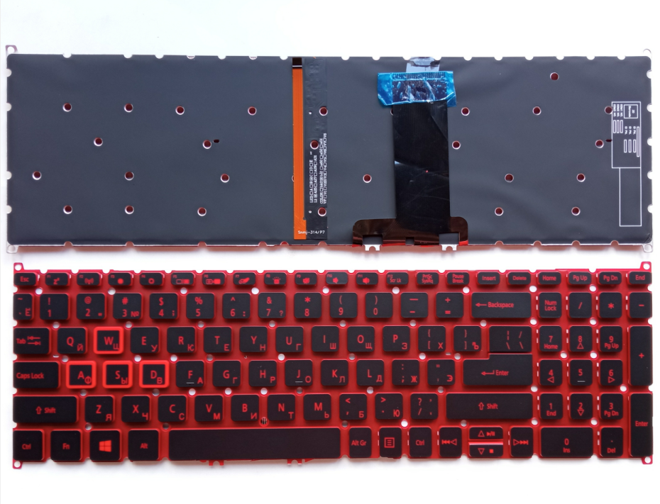 Picture of New Replacement Laptop Keyboard For ACER NP515-51/SP515-51/N17W1/A317-51 without switch BLACK Backlit,Red Printing,Red side (OEM) RU Layout
